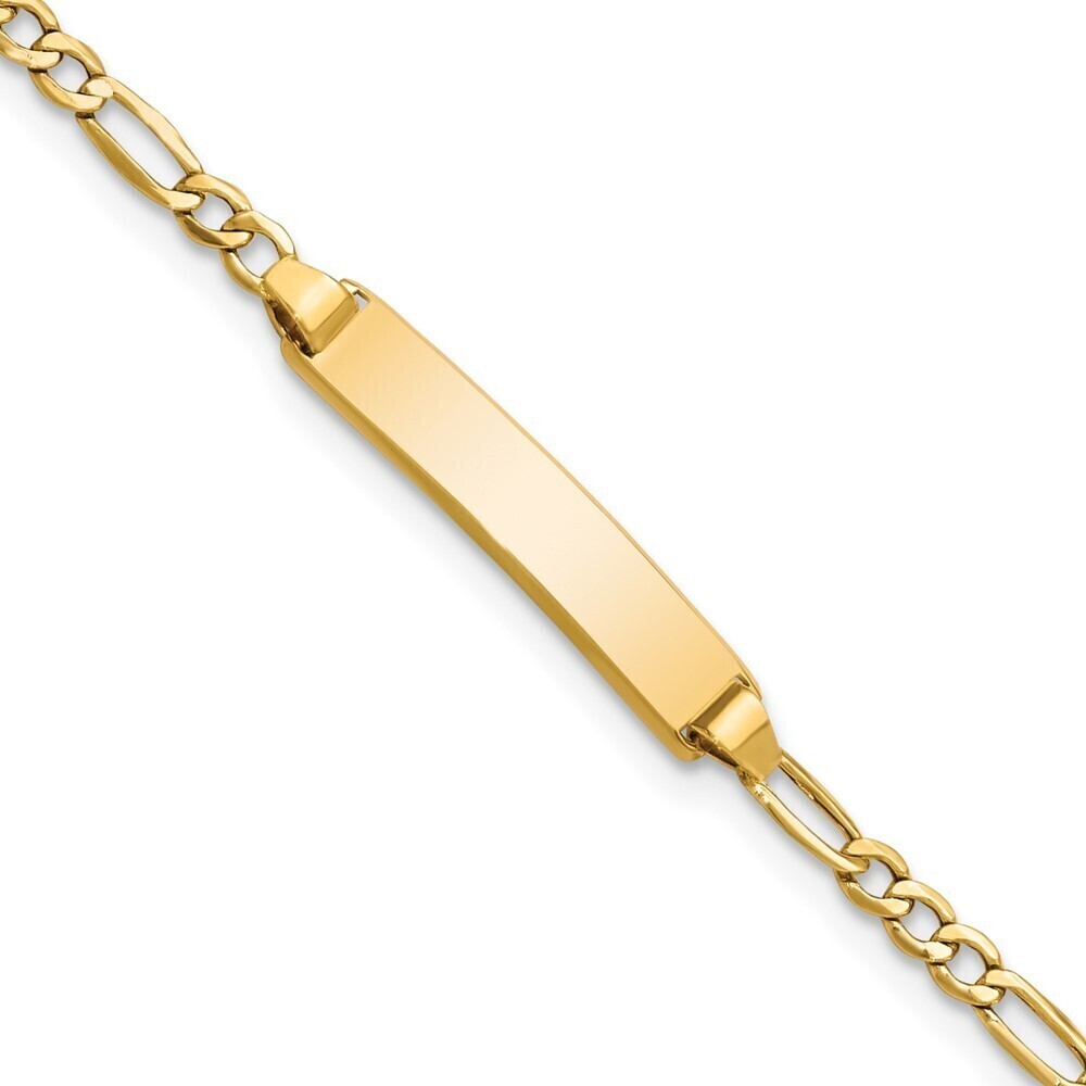 14k Yellow Gold Semi-solid Polished Figaro Id Bracelet